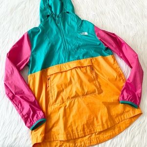 The North Face Teal, Pink & Orange Colorblock Anorak Jacket